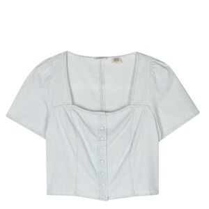 Pascale Striped Denim Blouse In Blue